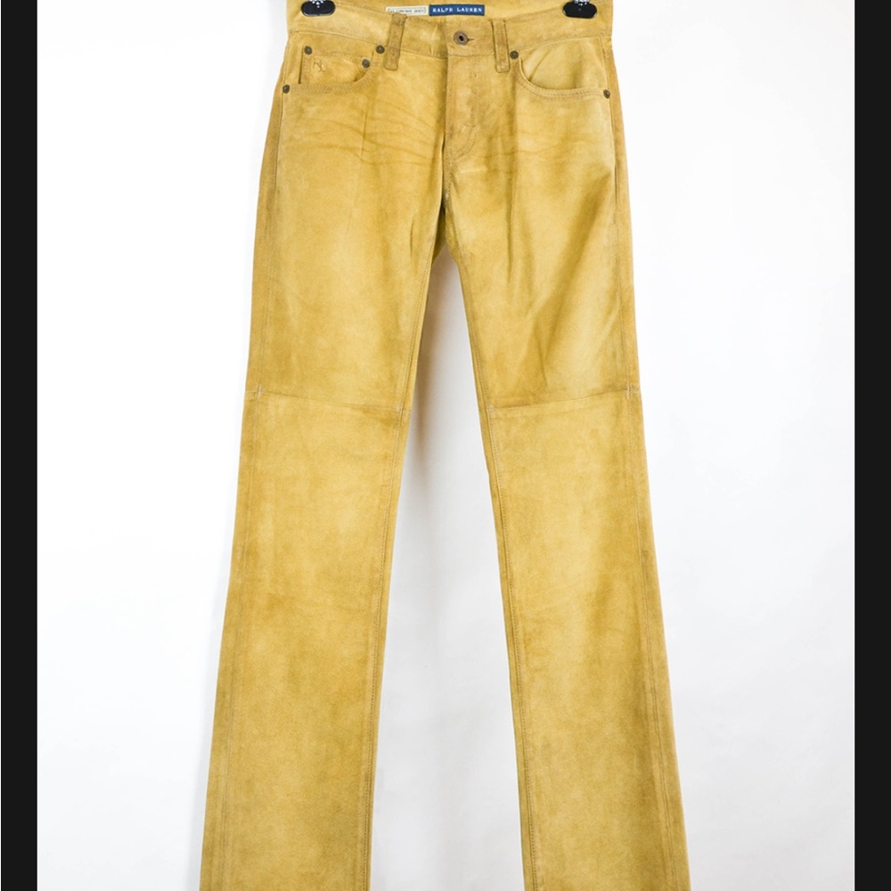 Ralph Lauren Women's Mustard Straight Leg suede leather